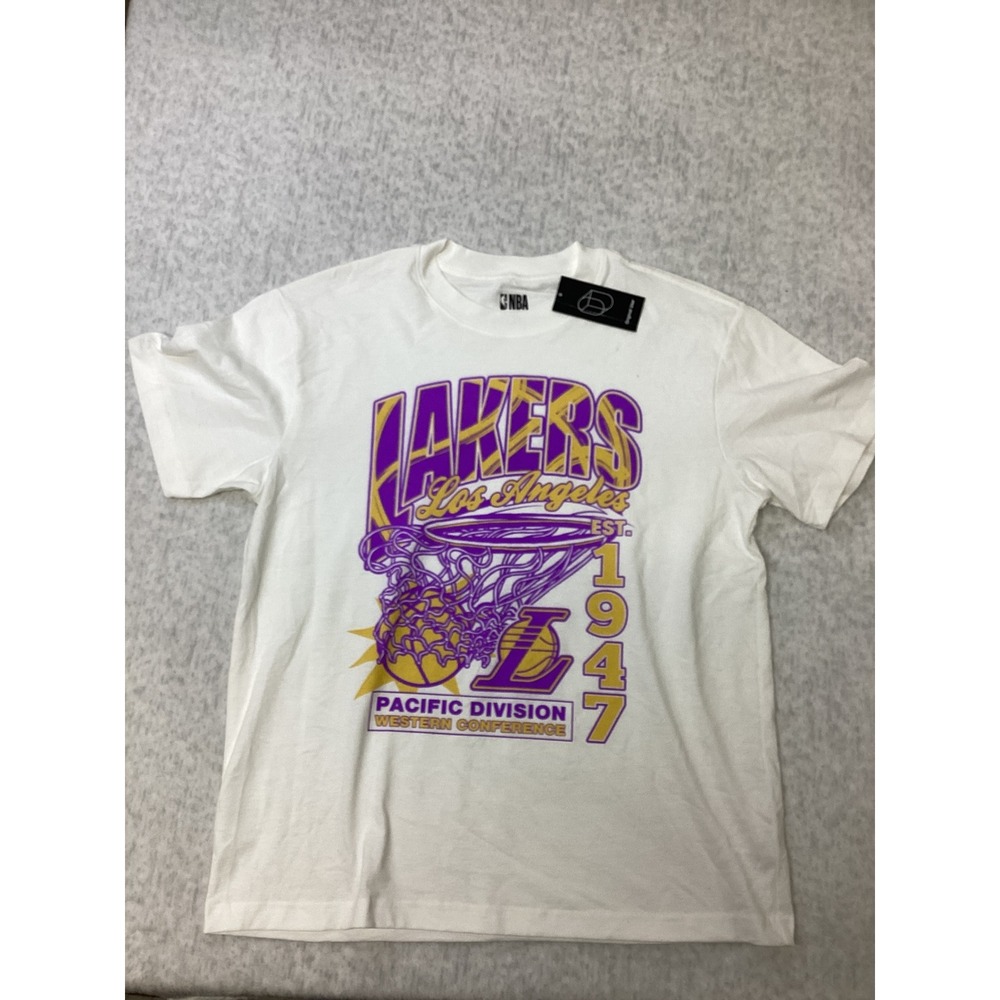 NBA Los Angeles Lakers Graphic T-Shirt Mens Medium White‎ Original Use NEW